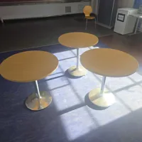 3x Round Café Tables with Pedestal Bases