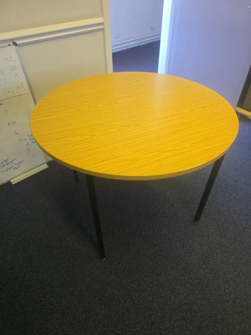 Round Table with Black Metal Legs