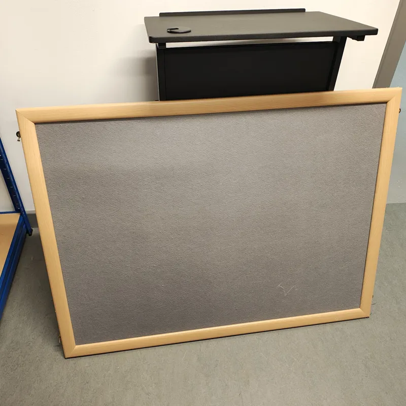 Large Grey Fabric Noticeboard with Wooden Frame