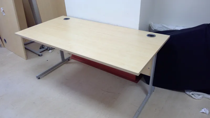 Light Maple Rectangular Meeting/Training Table with Cable Management