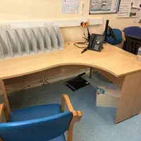 large curved desk