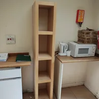 Tall Light Wood Open Shelving Unit with 4 Shelves