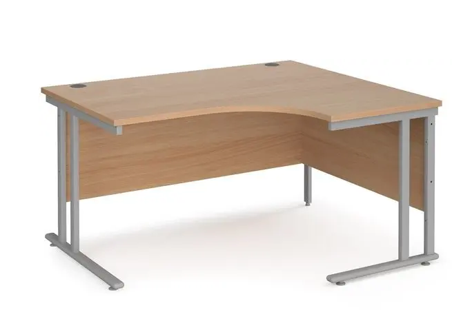 Beech Corner Desk with Cable Management - Right Hand