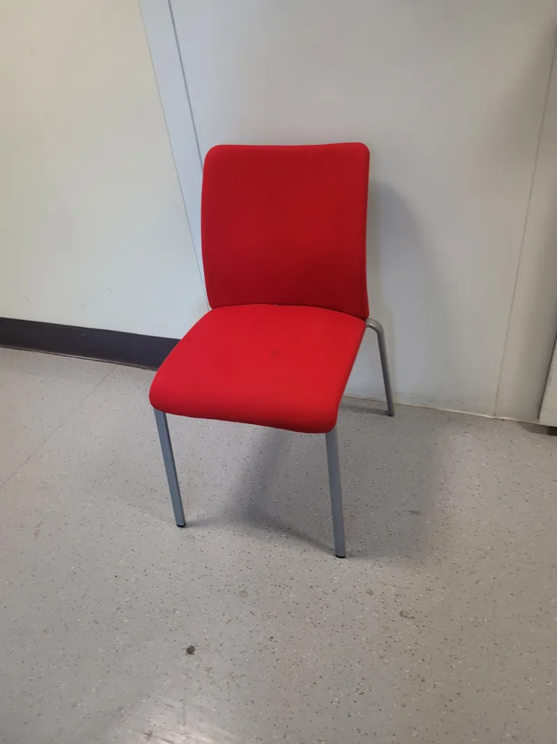 Red Stackable Meeting Chair with Grey Metal Frame
