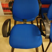 Blue Fabric Boardroom Chair with Black Armrests
