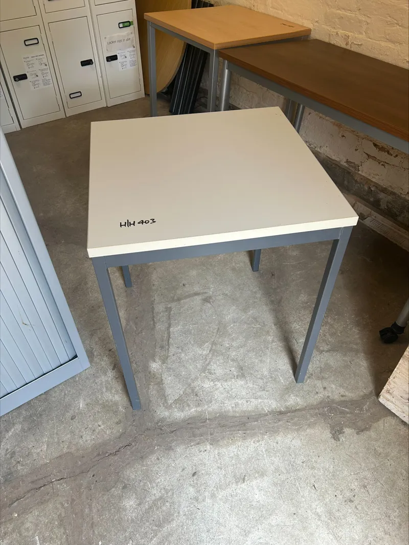 White Compact Meeting/Study Table with Metal Frame