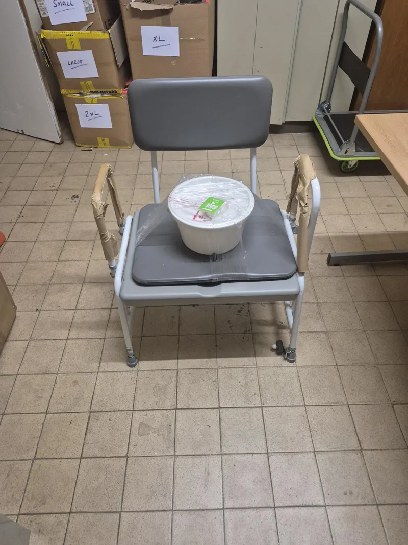 Shower Commode Chair with Padded Seat - White/Grey