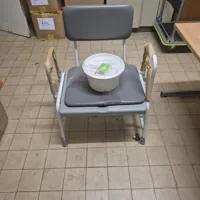 Shower Commode Chair with Padded Seat - White/Grey
