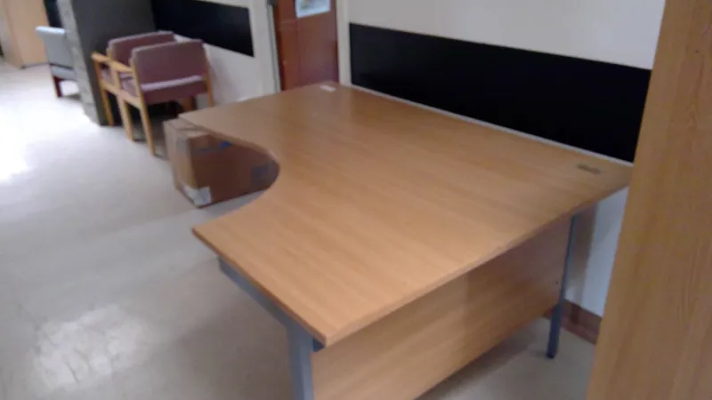 Light Oak Study/Meeting Desk with Shelving Unit