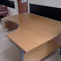 Light Oak Study/Meeting Desk with Shelving Unit