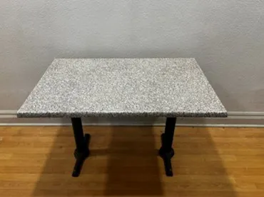 Granite-top Trapezoid Café/Dining Table with Black Supports