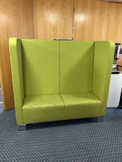 Lime Green High-Back Booth Sofa with Padded Arms