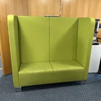 Lime Green High-Back Booth Sofa with Padded Arms