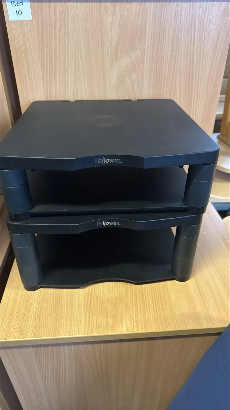Fellowes Monitor Riser Stand - 2 Tier Black Desktop Organizer