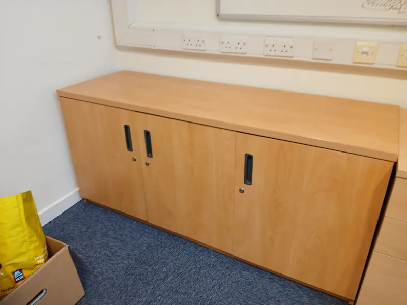 Wooden Storage Cupboard with Black Handles - 3 Door