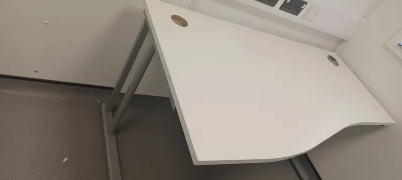 White Curved Desk with Cable Management