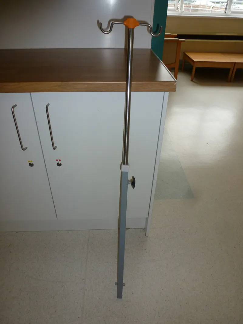 Stainless Steel IV/Drip Stand with Orange Handle