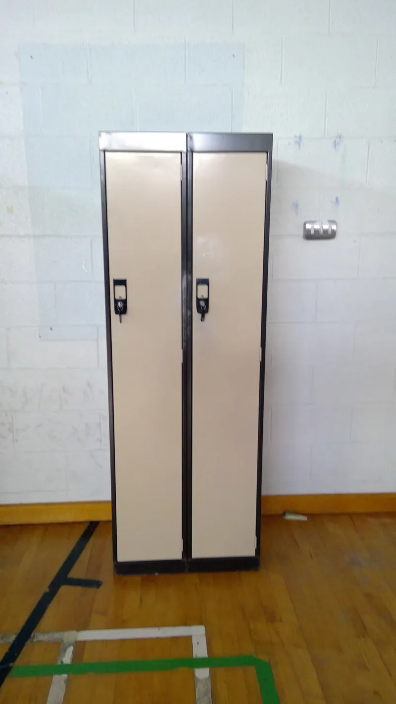 Pair of Tall Metal Lockers with Hinged Doors with keys