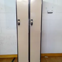 Pair of Tall Metal Lockers with Hinged Doors with keys