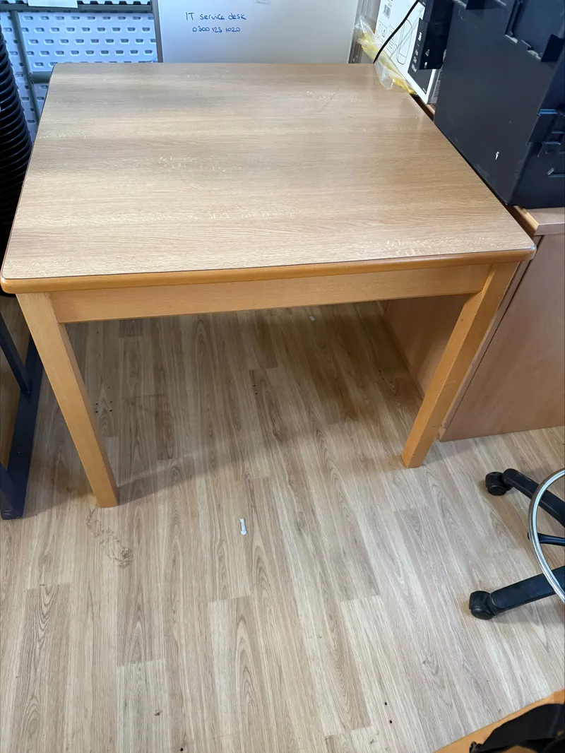 Light Oak Wooden Desk with Open Shelf Storage