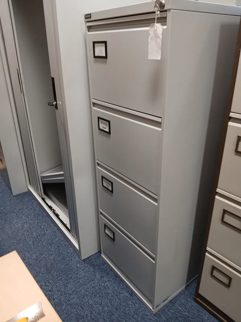 4-Drawer Lateral Filing Cabinet, Grey Steel locka