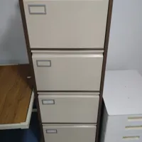4-Drawer Metal Filing Cabinet, Cream & Brown