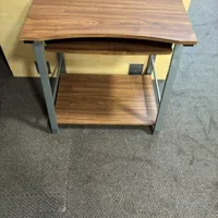 Wooden Two-Tier Side Table with Metal Frame
