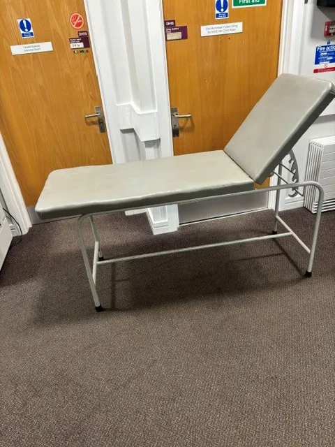 Medical Examination Couch - Fixed Height with Grey Upholstery