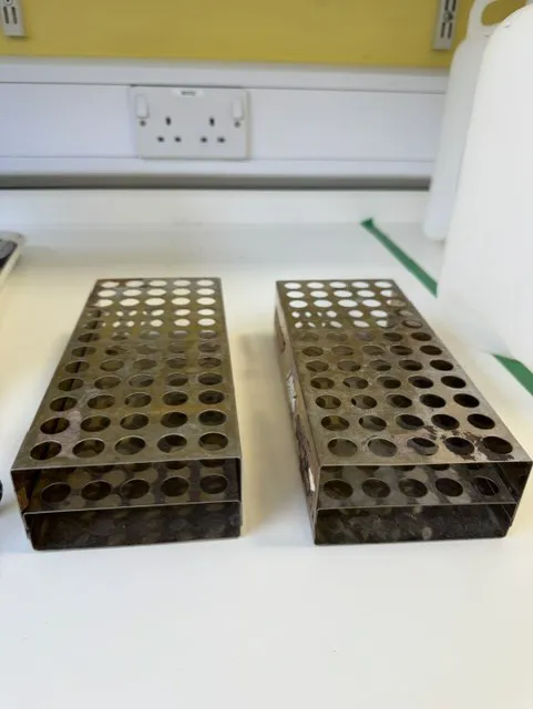 2x Metal Test Tube Racks - 60 Position Laboratory Storage