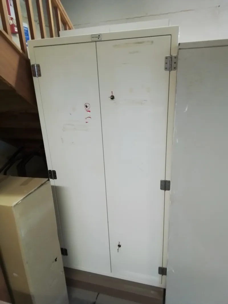 White Metal Storage Cabinet with Lockable Doors