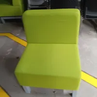 Lime Green Upholstered Lounge Chair with grey Legs