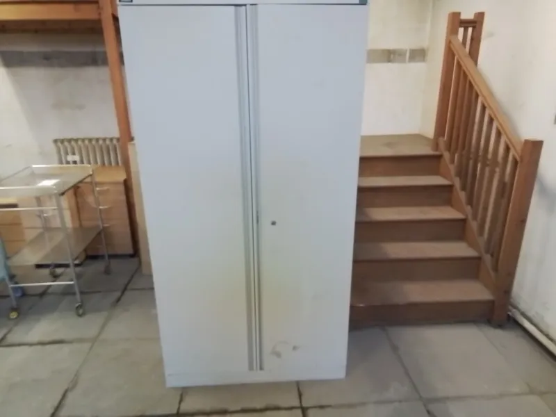 White Storage Cabinet with Shelving - 2 Door Metal Unit