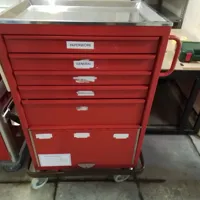 Red Mobile Tool Trolley with Stainless Steel Top