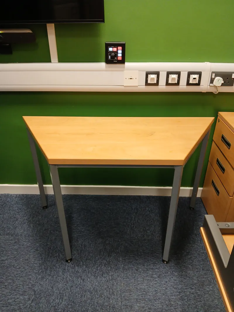 Trapezoid Study/Classroom Table with Grey Metal Frame