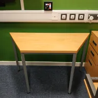 Trapezoid Study/Classroom Table with Grey Metal Frame