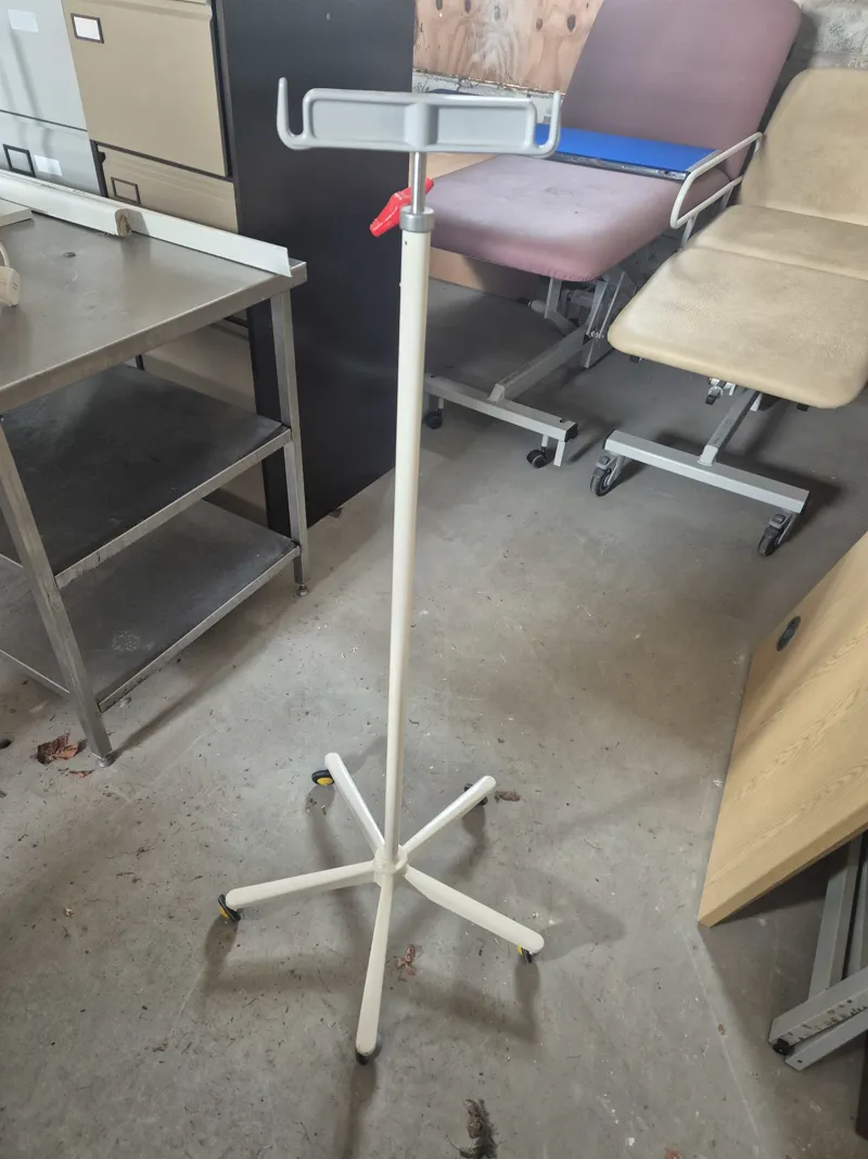 Adjustable IV Stand / Drip Stand with White Base