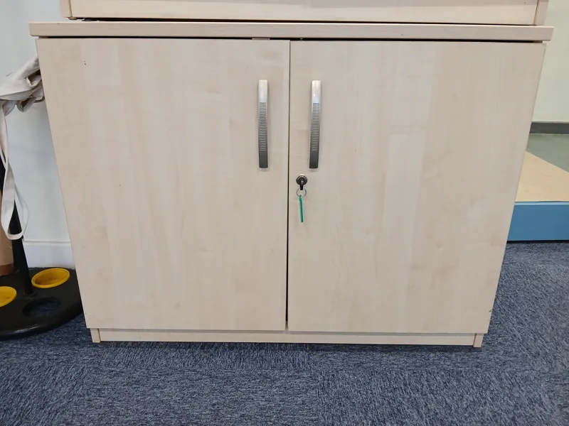 Cream 2-Door Storage Cabinet with Lock and key