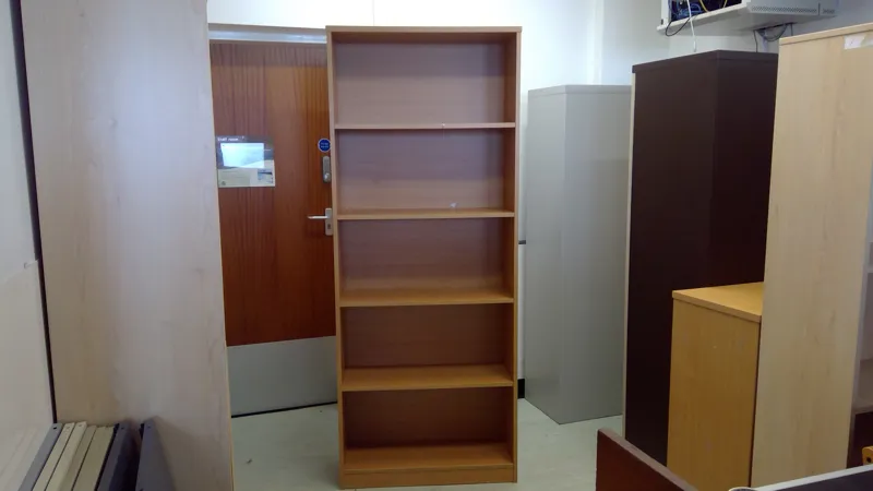 Wooden Bookcase with 5 Shelves - Medium Oak Finish