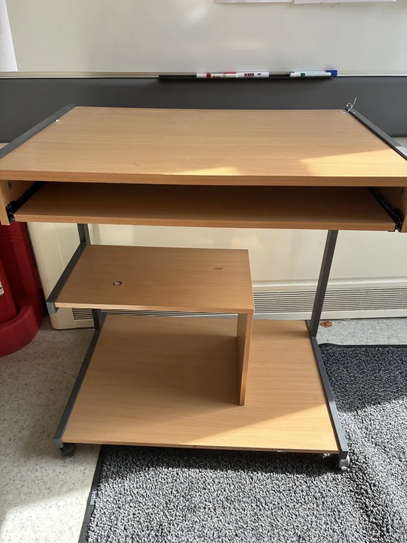 Mobile Computer Desk with Keyboard Shelf - Light Oak