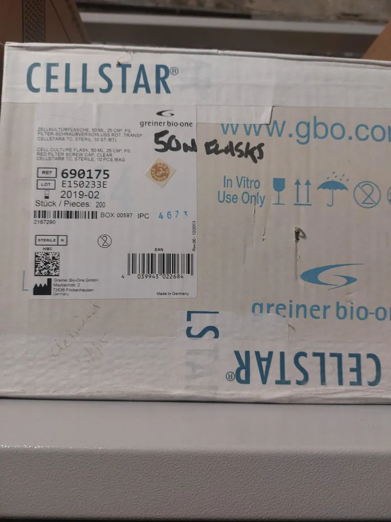 CELLSTAR 50mL Sterile Cell Culture Flasks - Box of 200