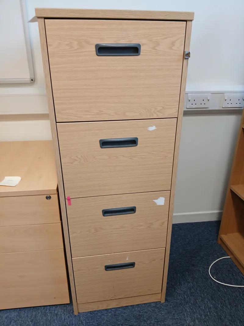 4-Drawer Wooden Filing Cabinet – Light Oak