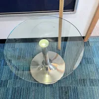 Round Glass Dining Table with Chrome Pedestal Base