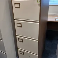 4-Drawer Metal Filing Cabinet - Cream & Brown - lockable