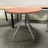 Round Meeting/Cafe Table with Metal Base - Terracotta Marble Effect