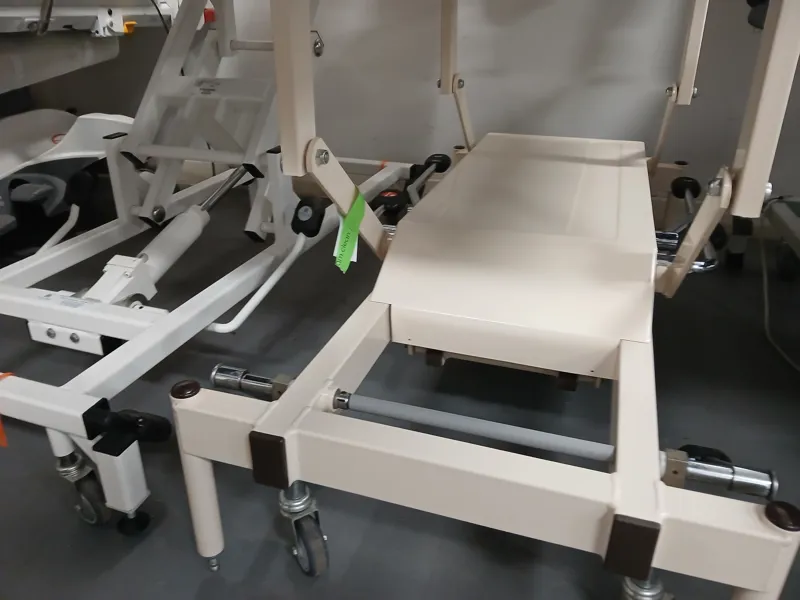 Patient Examination Couches with Cream Leather Upholstery - damage has been patched