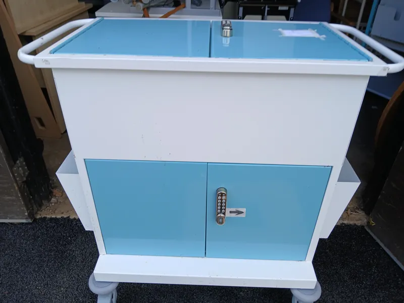 Medical Mobile Treatment/Procedure Trolley - Blue and White