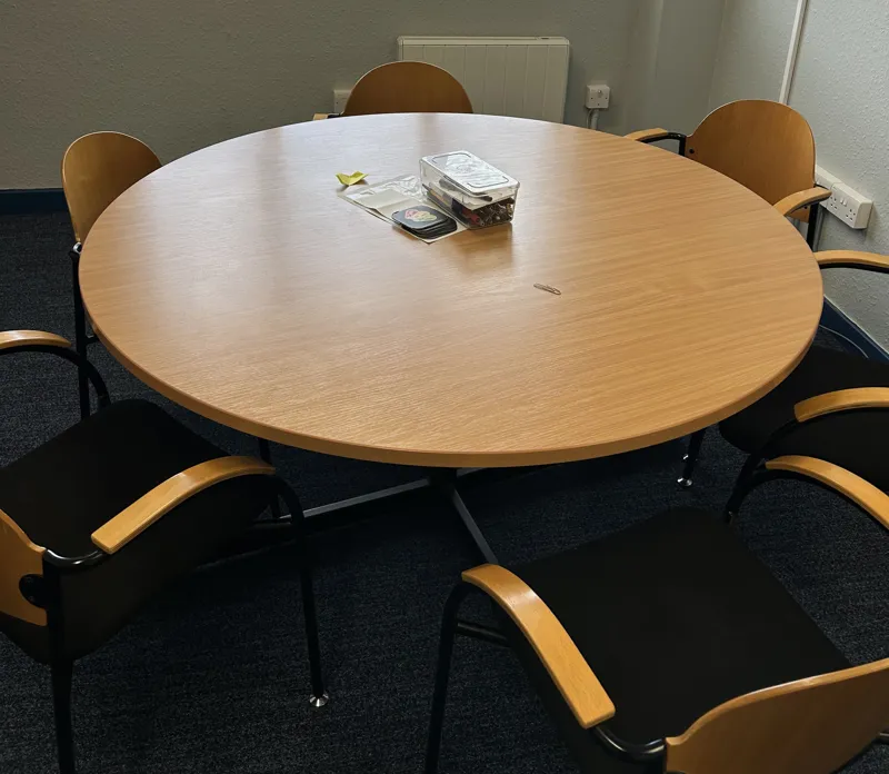 Round Beech Meeting Table with (or without) 6 Wooden Chairs