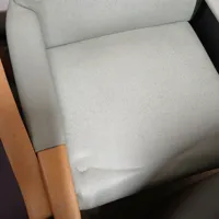 Cream Upholstered Armchair with Wooden Legs