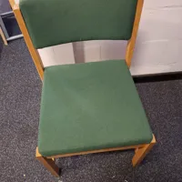 Wooden Framed Chair with Green Upholstery