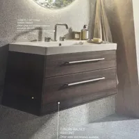 Tuscan Walnut 1000 Wall-Mounted Bathroom Vanity Unit with Basin & Mixer Tap